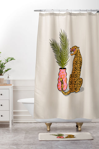 Jaclyn Caris Cheetah Plant Shower Curtain And Mat