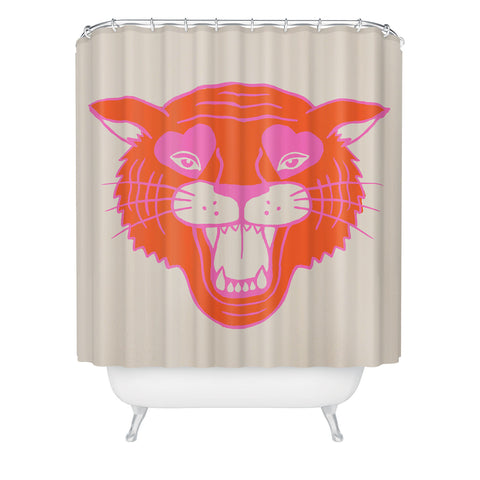 Jaclyn Caris Neon Tiger Shower Curtain