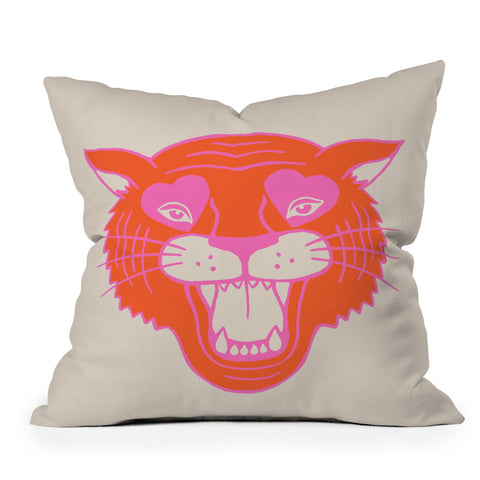 Jaclyn Caris Neon Tiger Throw Pillow