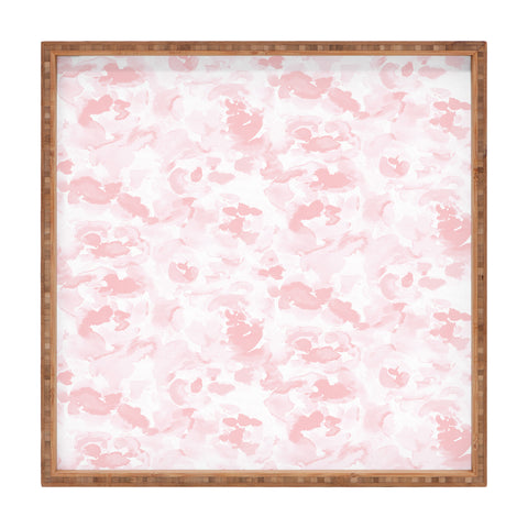 Jacqueline Maldonado Abstract Flora Millennial Pink Square Tray