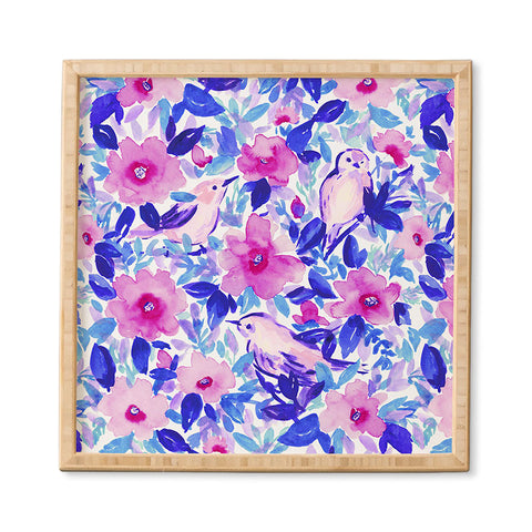Jacqueline Maldonado Birds n Flowers Blue Framed Wall Art