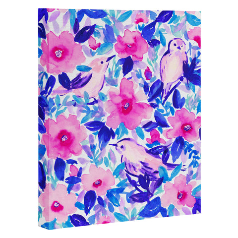 Jacqueline Maldonado Birds n Flowers Blue Art Canvas