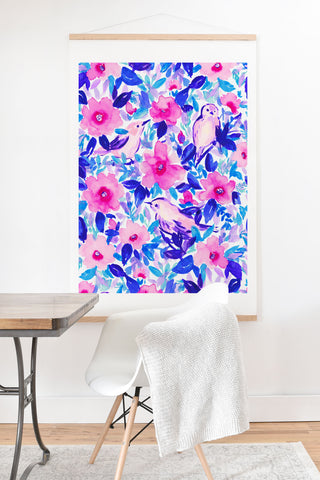 Jacqueline Maldonado Birds n Flowers Blue Art Print And Hanger