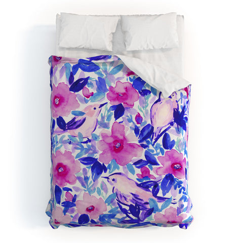 Jacqueline Maldonado Birds n Flowers Blue Duvet Cover