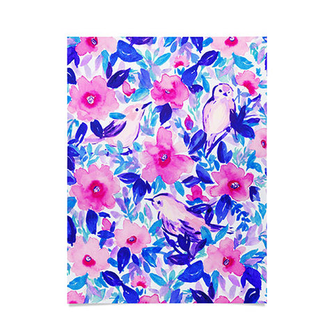 Jacqueline Maldonado Birds n Flowers Blue Poster