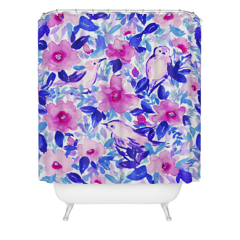 Jacqueline Maldonado Birds n Flowers Blue Shower Curtain