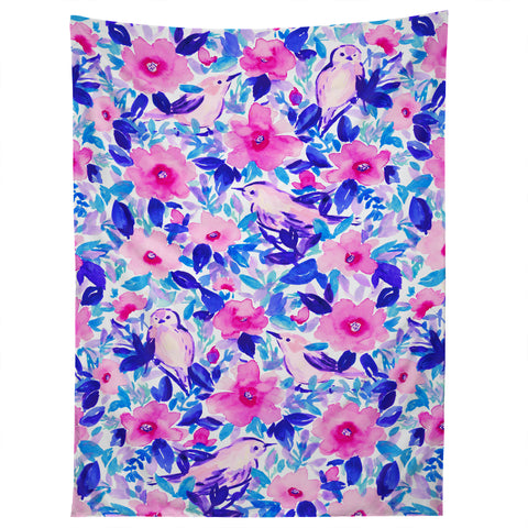 Jacqueline Maldonado Birds n Flowers Blue Tapestry