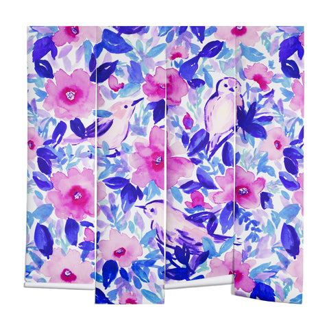 Jacqueline Maldonado Birds n Flowers Blue Wall Mural