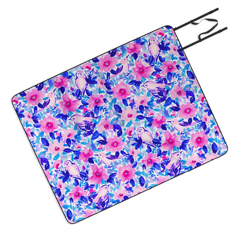 Jacqueline Maldonado Birds n Flowers Blue Picnic Blanket
