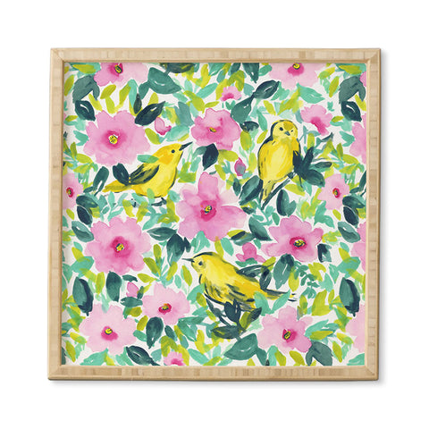 Jacqueline Maldonado Birds n Flowers Yellow Framed Wall Art