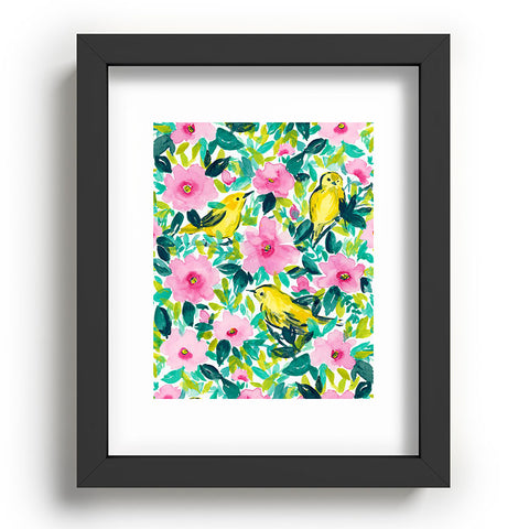 Jacqueline Maldonado Birds n Flowers Yellow Recessed Framing Rectangle