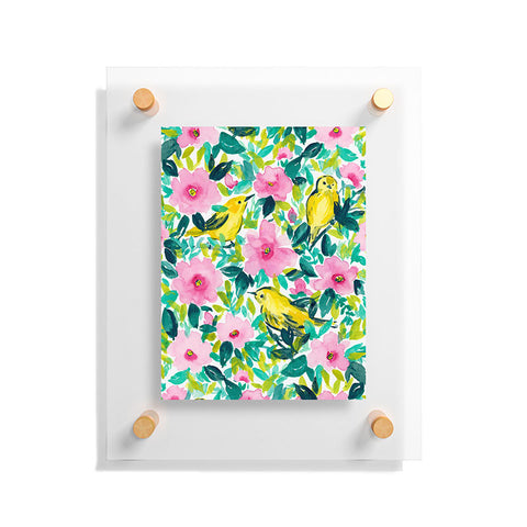 Jacqueline Maldonado Birds n Flowers Yellow Floating Acrylic Print
