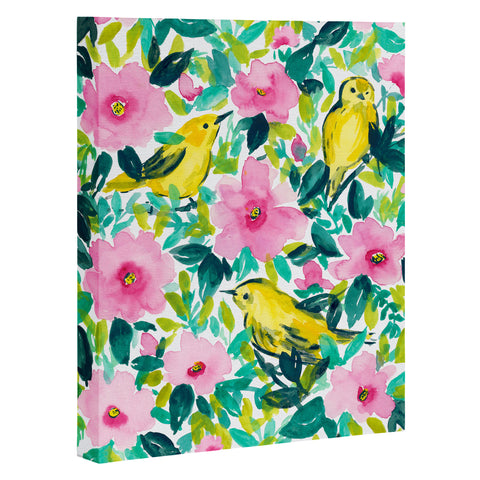 Jacqueline Maldonado Birds n Flowers Yellow Art Canvas