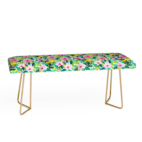 Jacqueline Maldonado Birds n Flowers Yellow Bench