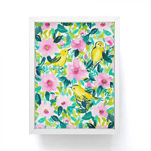 Jacqueline Maldonado Birds n Flowers Yellow Framed Mini Art Print