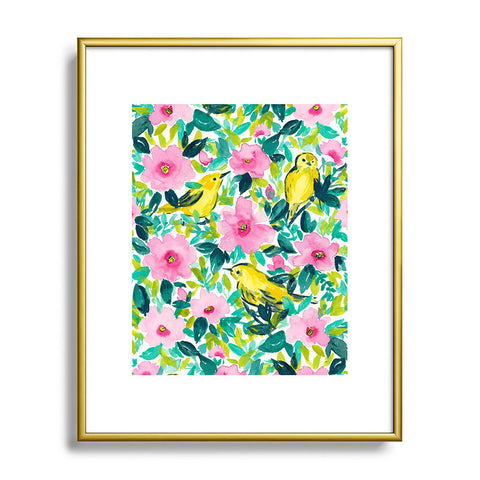 Jacqueline Maldonado Birds n Flowers Yellow Metal Framed Art Print