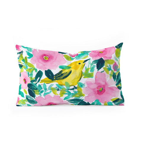 Jacqueline Maldonado Birds n Flowers Yellow Oblong Throw Pillow