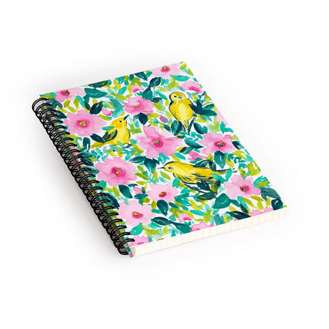 Jacqueline Maldonado Birds n Flowers Yellow Spiral Notebook