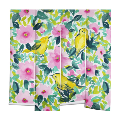 Jacqueline Maldonado Birds n Flowers Yellow Wall Mural