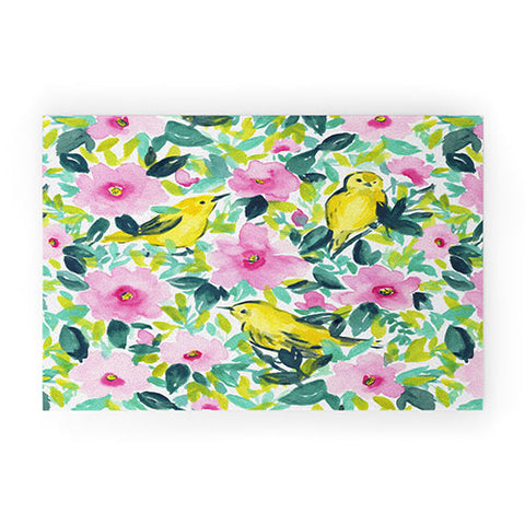 Jacqueline Maldonado Birds n Flowers Yellow Welcome Mat