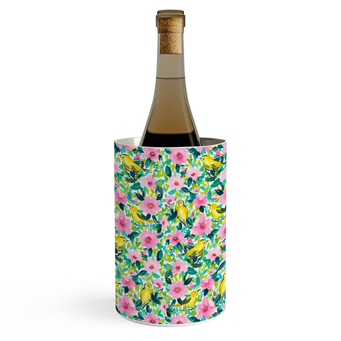 Jacqueline Maldonado Birds n Flowers Yellow Wine Chiller