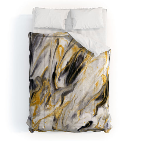 Jacqueline Maldonado Black and Gold Marble Comforter