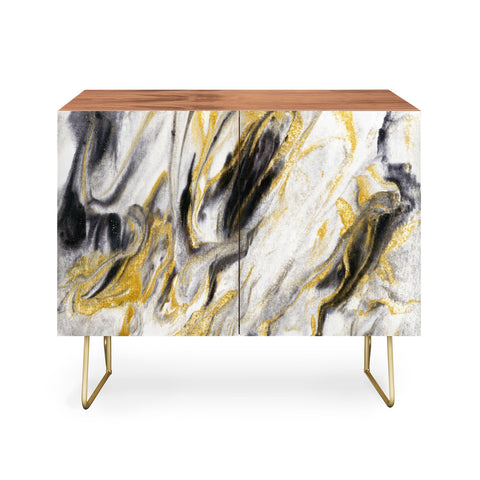 Jacqueline Maldonado Black and Gold Marble Credenza