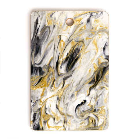 Jacqueline Maldonado Black and Gold Marble Cutting Board Rectangle