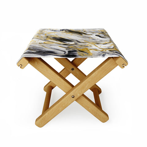 Jacqueline Maldonado Black and Gold Marble Folding Stool
