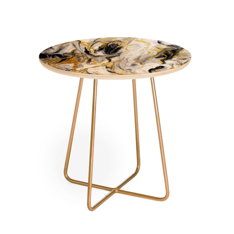 Jacqueline Maldonado Black and Gold Marble Round Side Table