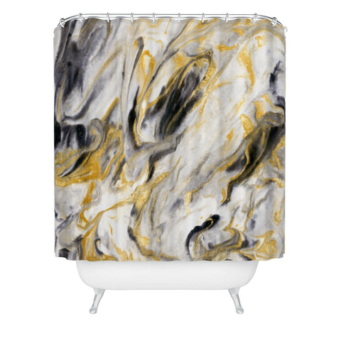 Jacqueline Maldonado Black and Gold Marble Shower Curtain