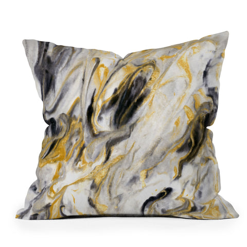 Jacqueline Maldonado Black and Gold Marble Throw Pillow