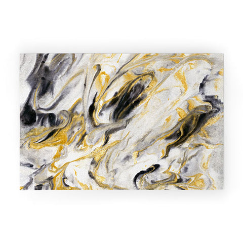 Jacqueline Maldonado Black and Gold Marble Welcome Mat