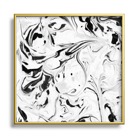 Jacqueline Maldonado Black and White Marble Metal Square Framed Art Print
