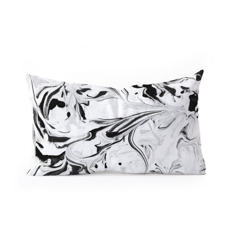 Jacqueline Maldonado Black and White Marble Oblong Throw Pillow