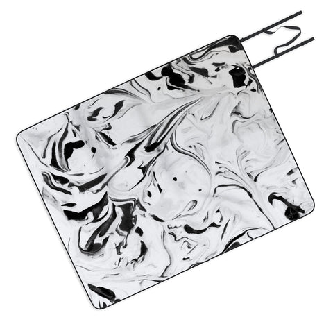 Jacqueline Maldonado Black and White Marble Picnic Blanket
