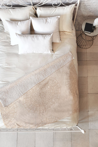 Jacqueline Maldonado Boho Mandala Beige Fleece Throw Blanket