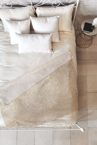 Jacqueline Maldonado Boho Mandala Natural Fleece Throw Blanket