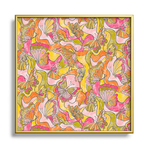 Jacqueline Maldonado Butterflies A Go Go Metal Square Framed Art Print