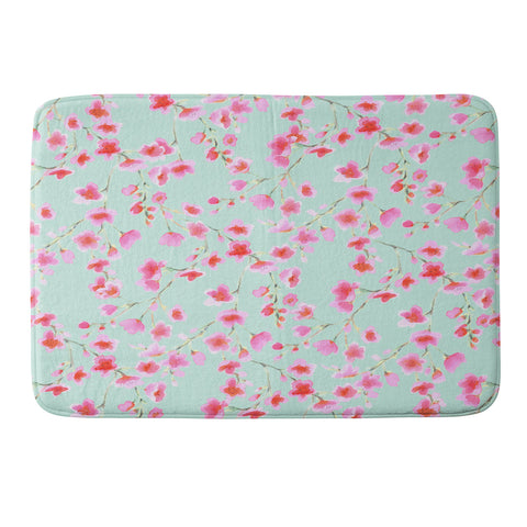 Jacqueline Maldonado Cherry Blossom Mint Memory Foam Bath Mat