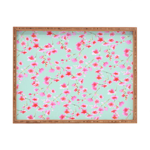Jacqueline Maldonado Cherry Blossom Mint Rectangular Tray