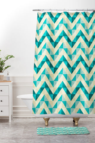 Jacqueline Maldonado Chevron Facet 4 Shower Curtain And Mat