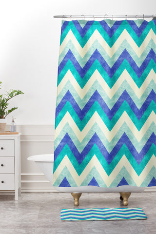 Jacqueline Maldonado Chevron Ocean Shower Curtain And Mat
