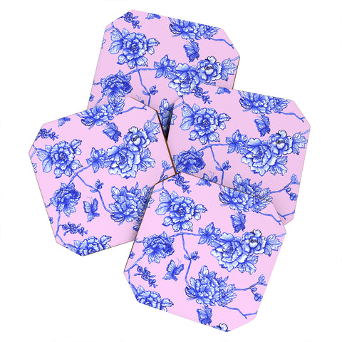 Jacqueline Maldonado Chinoserie Floral Blush Coaster Set