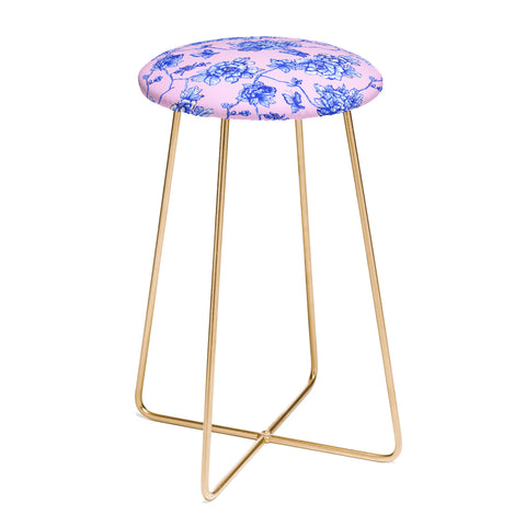 Jacqueline Maldonado Chinoserie Floral Blush Counter Stool