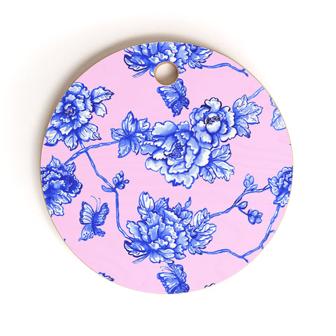 Jacqueline Maldonado Chinoserie Floral Blush Cutting Board Round