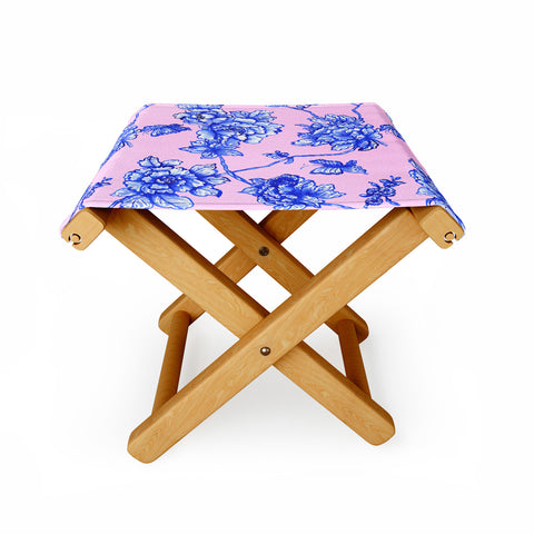 Jacqueline Maldonado Chinoserie Floral Blush Folding Stool