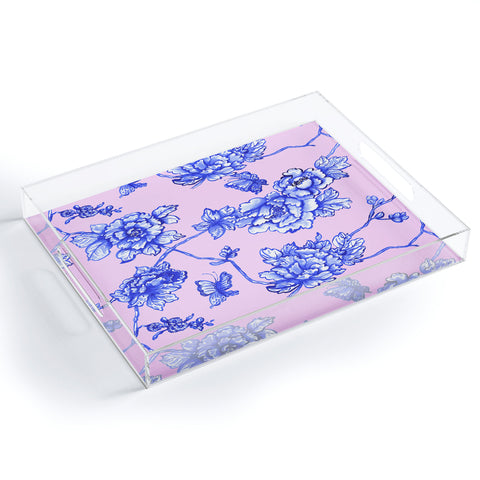 Jacqueline Maldonado Chinoserie Floral Blush Acrylic Tray