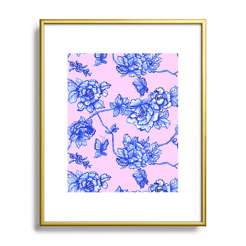 Jacqueline Maldonado Chinoserie Floral Blush Metal Framed Art Print