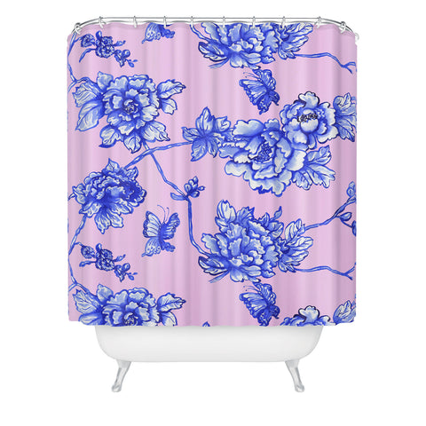 Jacqueline Maldonado Chinoserie Floral Blush Shower Curtain